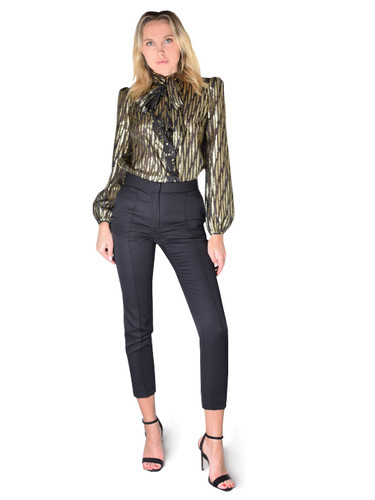 Rachel Zoe Powell Long Sleeve Blouse In Black/Gold Front View